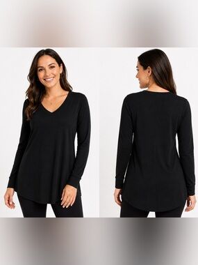 Universal Standard Black V-Neck Long Sleeve Tunic Top Women’s XS